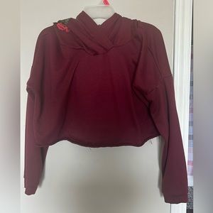 Rue 21 Red Floral Cropped Hoodie